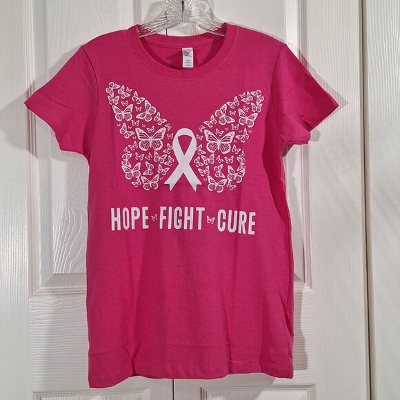 Butterfly Pink Ribbon Hope Breast Cancer Awareness Womens Plus XXL TShirt NWT - Picture 1 of 6